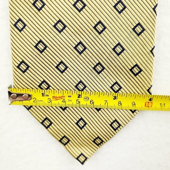 Brooks Brothers Makers Geometric Neck Tie Silk Cotton Textured 60" Gold Made USA - Picture 4 of 12
